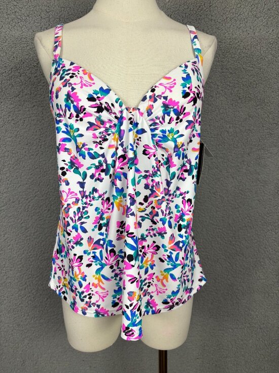 Island Escape Other - Island Escape Women's Underwire Floral-Print Twist-Front Tankini Top Size 8 NWTs
